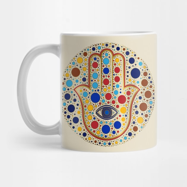 Hamsa Hand - Hand of Fatima colorful dot art by Nartissima